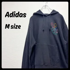 Adidas アディダス トップス パーカー ブラック Mサイズ 胸ロゴプリント メンズ 古着