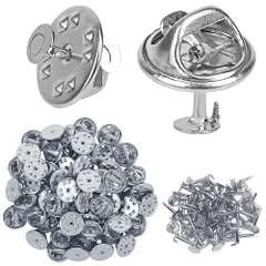 【迅速発送】ピンバッジのピンバッチ バタフライ型留め具 50セット ピンバッジ 留め具 蝶タック バタフライクラッチ ピンズ ラペルピン タックピン ピンバッジ 金具 パーツ 蝶タック金具 バタフライ型留め具と土台の広い針 服飾小物のDIY ブートニアのDIY