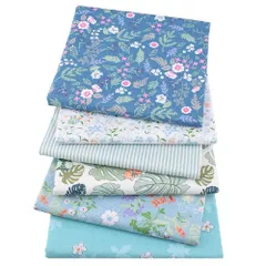 【迅速発送】パッチワーク布 可愛い ブルー系 カットクロス 布セット 綿100％ 花柄プリント生地 はぎれ 手芸用布 裁縫材料 ハンドメイド 50*40cm (ブルー系 6枚セット)