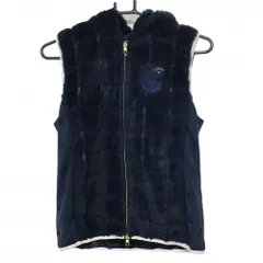 【美品】キャロウェイ ボア切替ベスト ネイビー サイドバイク・車柄 裏地付き  レディース M ゴルフウェア Callaway