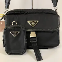美品・現行品 プラダ Re-Nylon×サフィアーノ ショルダーバッグ ポーチ 黒