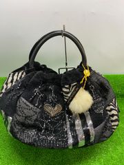 美品 フェイラー ミニハンドバッグ シェニール織 黒 ゴールドラメ 