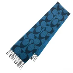 COACH コーチ フリンジマフラー  シグネチャー/ウール×カシミヤ    ブルー ユニセックス / 240001169167