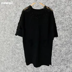 CAWAII FRENCH PAVE 黒レース袖大人輝くワンピース Fサイズ