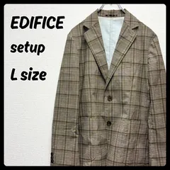 EDIFICE セットアップ トップス パンツ カジュアルスーツ チェック柄 カーキー メンズ Lサイズ エディフィス