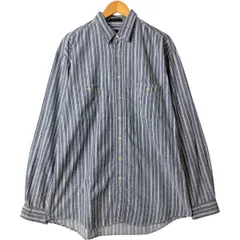 古着 80~90年代 エディーバウアー Eddie Bauer 黒タグ 長袖 コットンストライプシャツ メンズXL相当 ヴィンテージ/eaa592546