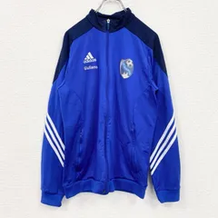 【3点以上まとめ買いで20%OFF】古着 used　adidas　アディダス　長袖トラックジャケット　スポーツ　サッカー　ジャージ　ロゴ刺繍　青　ブルー　Mサイズ