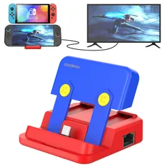 MOGOOD Switch ドック 互換 Switch 2 USB C ドッキングステーション スイッチ TV ドッキングステーション HDMI 【4K@60Hz&1Gbps イーサネット&Type A 3.0*2&100W USB C 充電】赤と青の配色 S