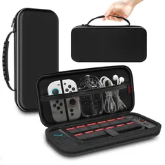 ONETIAOLONG Switch 2 対応 ケース Switch 2025専用 収納バッグ EVAハードシェル 耐衝撃 防水 防塵 保護 大容量 12ゲームカードスロット 旅行用 キャリングセット小物収納可 持ち運び便利(ブラック)