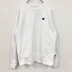 【3点以上まとめ買いで20%OFF】古着 used　00s　Champion　チャンピオン　長袖スウェット　リバースウィーブ　ワンポイント刺ロゴ　白　ホワイト　Mサイズ