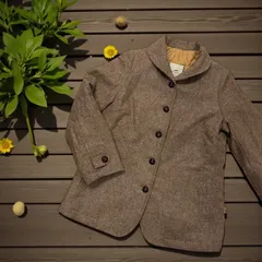 CROCODILE ツイードジャケット Mサイズ クロコダイル アウター シルク混 Pコート ピーコート 中綿 胡桃ボタン