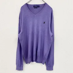 【3点以上まとめ買いで20%OFF】古着 used　POLO RALPH LAUREN　ポロラルフローレン　コットンニットセーター　紫　パープル　XLサイズ