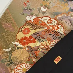黒留袖 作家物 豪華金彩 友禅 雪輪 花唐草 流水 五つ紋 比翼 正絹 着物 MK-793