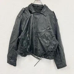 【3点以上まとめ買いで20%OFF】古着 used　レザージャケット/革ジャン　黒　ブラック　38サイズ