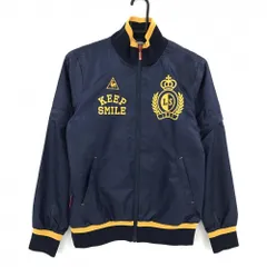 【超美品】ルコックゴルフ 2WAYブルゾン ネイビー×オレンジ メッシュ裏地 袖着脱可  レディース M ゴルフウェア le coq sportif