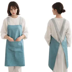 新品 [Iwamatu] エプロン レディース おしゃれ シンプル 女性用 男性用 かぶるだけ 撥水 防水 人気 カフェエプロン スタッフ 無地 保育士 レストラン 美容師 お食事エステ 男女兼用 着簡単