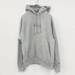 【3点以上まとめ買いで20%OFF】古着 used　champion　チャンピオン　プリントフーディー/スウェットパーカー　リバースウィーブ　灰色　グレー　Sサイズ