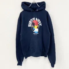 【3点以上まとめ買いで20%OFF】古着 used　champion　チャンピオン　プリントフーディー/スウェットパーカー　紺　ネイビー　Mサイズ