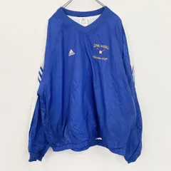 【3点以上まとめ買いで20%OFF】古着 used　adidas　アディダス　プルオーバーナイロンジャケット　野球　刺ロゴ　青　ブルー　4XOサイズ