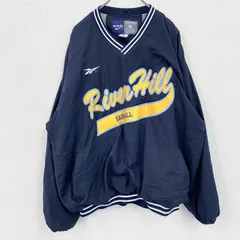 【3点以上まとめ買いで20%OFF】古着 used　90s　Reebok　リーボック　プルオーバージャケット　ヴィンテージ　紺　ネイビー　XLサイズ