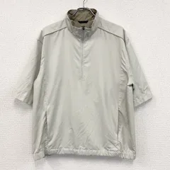 【3点以上まとめ買いで20%OFF】古着 used　NIKE GOLF　ナイキ　半袖ハーフジッププルオーバー　スウッシュロゴ　ベージュ　Lサイズ