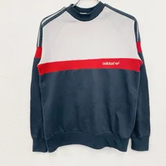 【3点以上まとめ買いで20%OFF】古着 used　80s　adidas　アディダス　ロゴプリントトレーナー/スウェット　ヴィンテージ　紺　ネイビー　Lサイズ