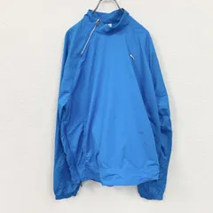 【3点以上まとめ買いで20%OFF】古着 used　PUMA　プーマ　プルオーバージャケット　ハーフジップ　刺繍ロゴ　水色　ライトブルー　XLサイズ