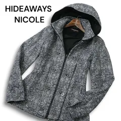 【美品】HIDEAWAYS NICOLE ハイダウェイ ニコル 秋冬 チェック 裏毛フリース ナポレオン ブルゾン ジャケット Sz.46 メンズ