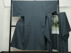 平和屋着物○男性 紬 アンサンブル 藍鉄色 正絹 逸品 CAAZ8141vf  