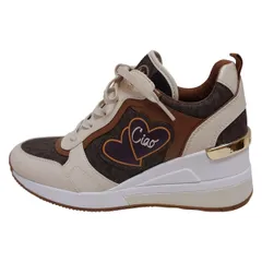 MICHAEL KORS(マイケルコース) スニーカー 5.5M レディース - ダークブラウン×ブラウン×マルチ ハート レザー