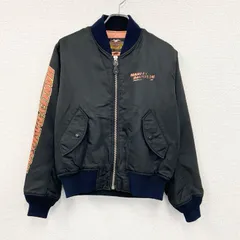 【3点以上まとめ買いで20%OFF】古着 used　HARLEY DAVIDSON　ハーレーダビッドソン　MA-1タイプ　ナイロンジャケット　黒　ブラック　Mサイズ