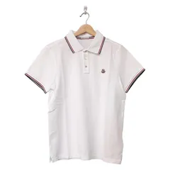 MONCLER(モンクレール) 半袖ポロシャツ サイズM メンズ美品  - 白×レッド