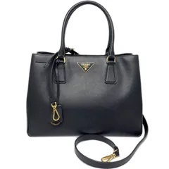 【中古】 プラダ サフィアーノ レザー 2WAY バッグ ハンドバッグ BN1874 ブラック レディース