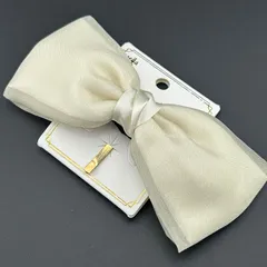 【新品】定価1540円 ヘアアクセサリー リボン ポニーフック ホワイト 大きめ キレイ◆