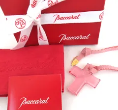 Baccarat バカラ クリスタル クロス ペンダントネックレス 十字架 ピンク 保存袋・保存箱付き rk9691