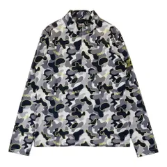 サイズ：2 DANCE WITH DRAGON ダンスウィズドラゴン  ストーン付き ハーフジップ長袖Tシャツ 迷彩 カモフラ柄 グレー系 [240101552808] ゴルフウェア レディース ストスト