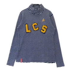 サイズ：M LE COQ GOLF ルコックゴルフ  ロゴ刺繍入り ハイネック長袖Tシャツ ボーダー柄 ネイビー系 [240101552818] ゴルフウェア レディース ストスト