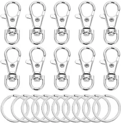 ナスカン 二重リング キーホルダー 回転フック スナップフック 手作り 手芸用品 ハンドメイド金具 レバーナスカン ワンタッチキーホルダー パーツ DIY用 アクセサリーナスカン (シルバー30個35mmナスカン＋30個28mmキーリング)
