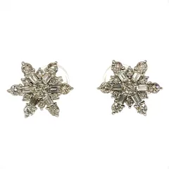 雪 結晶 モチーフ メレダイヤ ピアス ダイヤモンド 各 0.25ct Pt900 1.5g プラチナ スノーフレーク レディース【中古】