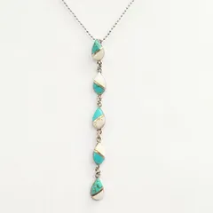 ドロップデザインネックレス　ターコイズ　シルバー925