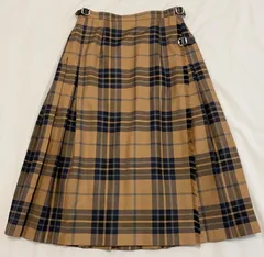 オニールオブダブリン　L　US10   チェック　巻きスカート　茶色　ブラウン
