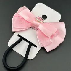 【新品】ヘアアクセサリー リボン ピンク ハート 可愛い 大きめ ヘアゴム◆