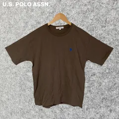 U.S. POLO ASSN. ブラウン クルーネック Tシャツ 青色ロゴ Lサイズ