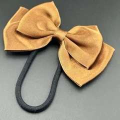 【新品】ヘアアクセサリー リボン ブラウン 可愛い 大きめ ヘアゴム◆