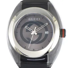 グッチ GUCCI 腕時計 シンク 137.1/YA137116 デイト インターロッキング G サンレイ グレー文字盤 SS ブラック ラバーベルト クオーツアナログ 【箱・保付き】 【中古】のサムネイル