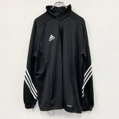 【3点以上まとめ買いで20%OFF】古着 used　adidas　アディダス　climalite　ハーフジッププルオーバージャージ　スリーストライプス　黒　XLサイズ