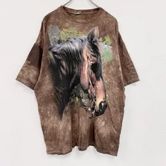 【3点以上まとめ買いで20%OFF】古着 used　00s　THE MOUNTAIN　半袖プリントTシャツ　タイダイ　アニマルT　茶色　ブラウン　XXLサイズ