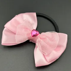 【新品】ヘアアクセサリー リボン ピンク ハート 可愛い 大きめ ヘアゴム◆