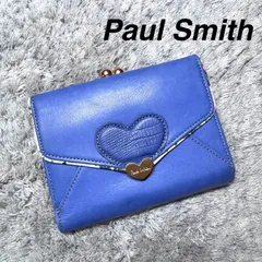 Paul Smith ポールスミス 三つ折り財布 レザー がま口 花柄 ブルー