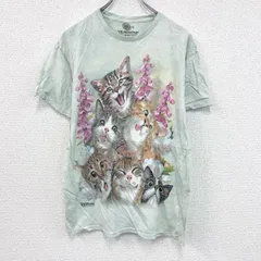 【3点以上まとめ買いで20%OFF】古着 used　THE MOUNTAIN　ザマウンテン　半袖プリントTシャツ　アニマルT　タイダイ　水色　ライトブルー　Mサイズ
